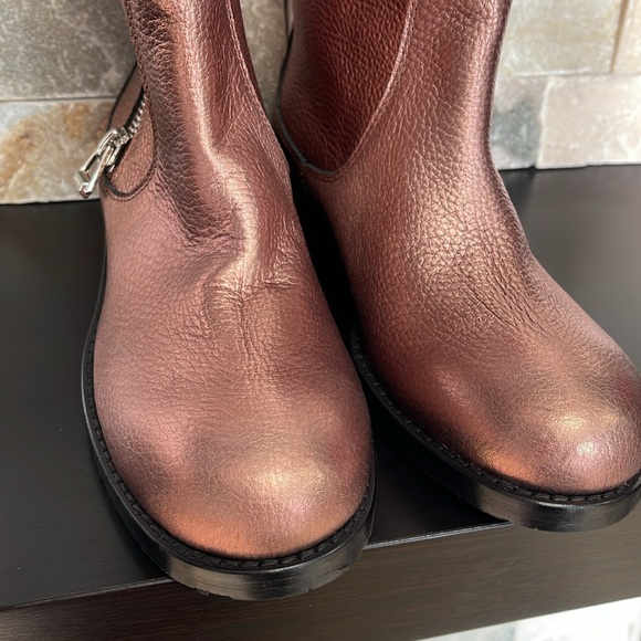 JIMMY CHOO Dondo Rosewood Grainy Calf Leather Biker Boots - Picture 6 of 16